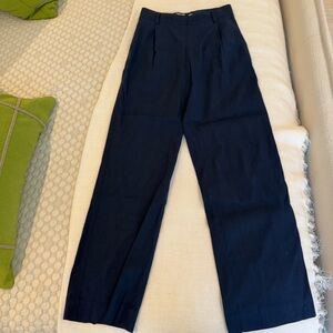 Vince Women's Navy Linen Straight Leg Pants